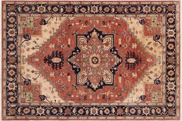 handmade Traditional Kafkaz Rust Blue Hand Knotted RECTANGLE 100% WOOL area rug 9 x 12